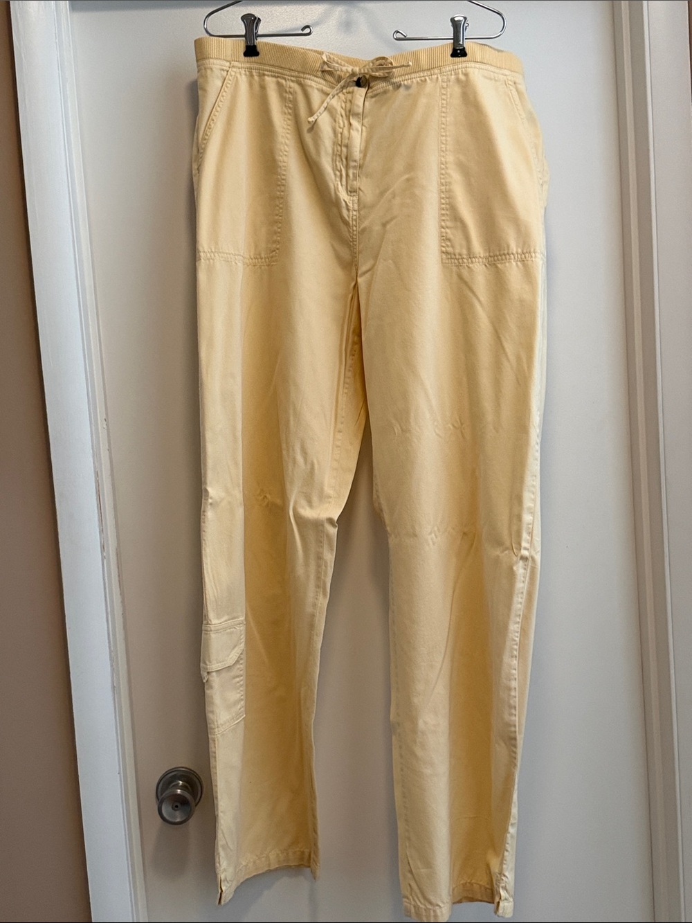 J. Jill Pale Yellow Drawstring Cargo Pants